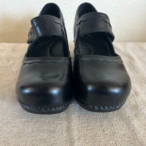 Bjorndal Woman's Black Leather Jace Maryjane Bohemian Clogs/Mules Sz 11